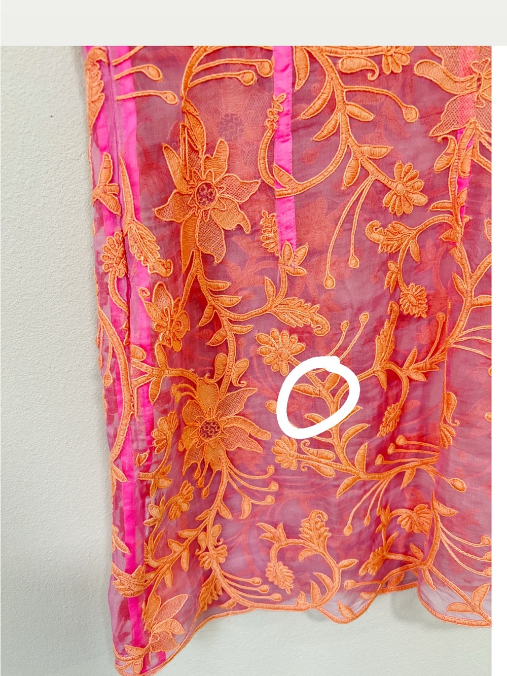 Yoana Baraschi Size 2 Pink Orange Silk Embroidered Sheer Mini Dress - Picture 7 of 8